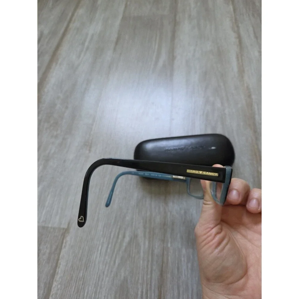 Hard Candy HC03 Black Blue Rectangular Eyeglass Frames 53-16-135 w Case GUC